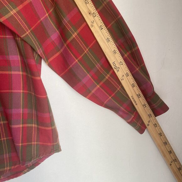 Vintage Nappa Valley Flannel Shirt Women L Red Plaid Embroidered Floral Boho - Picture 6 of 9